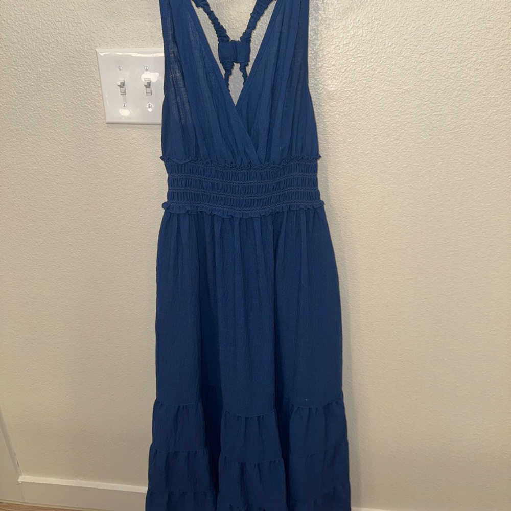 Elegant Blue Sleeveless Dress